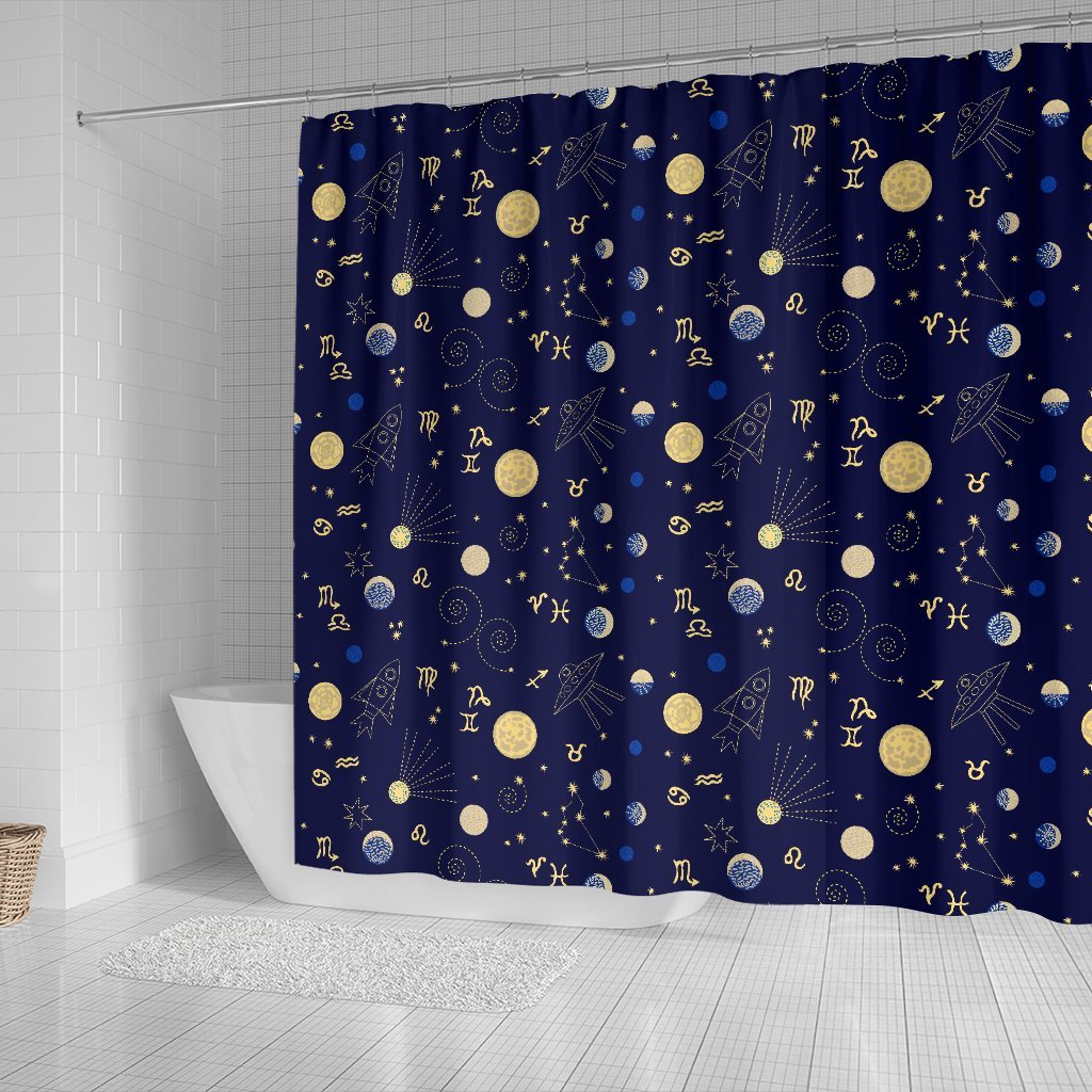 Constellation Print Pattern Bathroom Shower Curtain-grizzshop