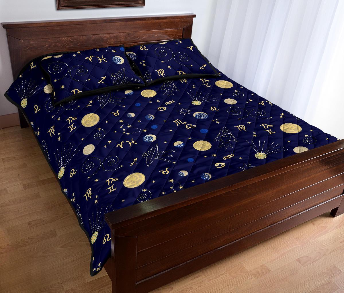 Constellation Print Pattern Bed Set Quilt-grizzshop