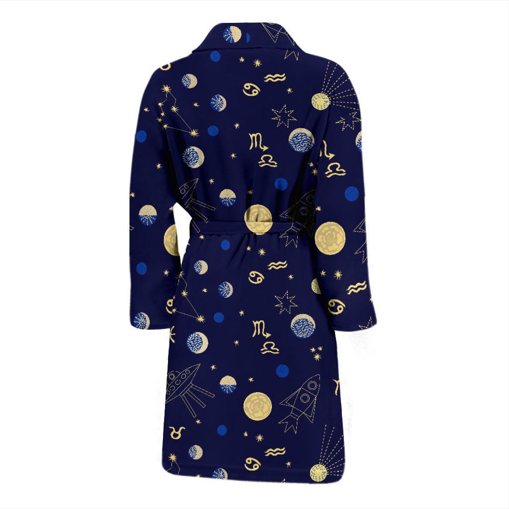 Constellation Print Pattern Men Long Robe-grizzshop