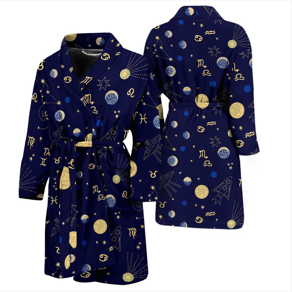 Constellation Print Pattern Men Long Robe-grizzshop