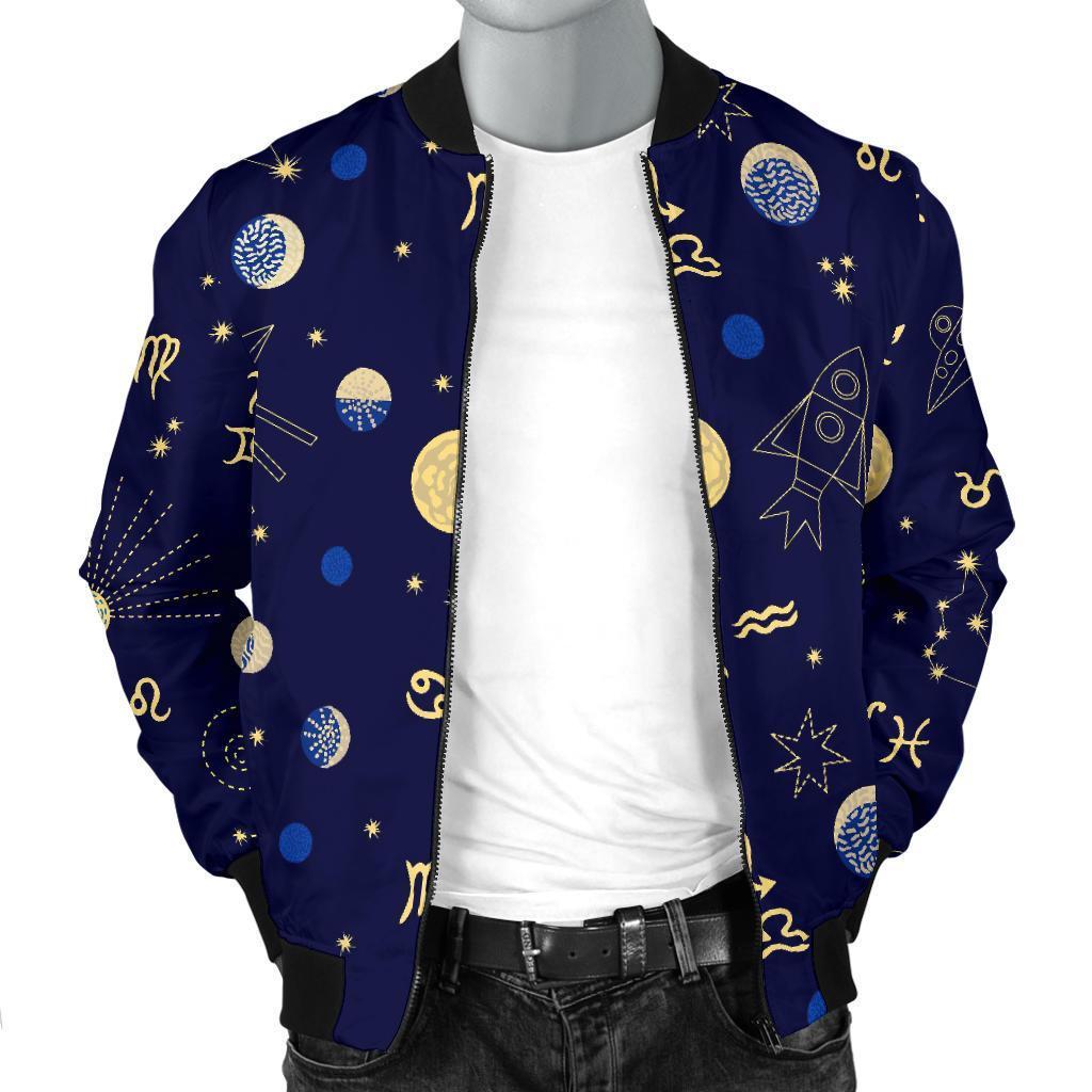 Constellation Print Pattern Men's Bomber Jacket-grizzshop