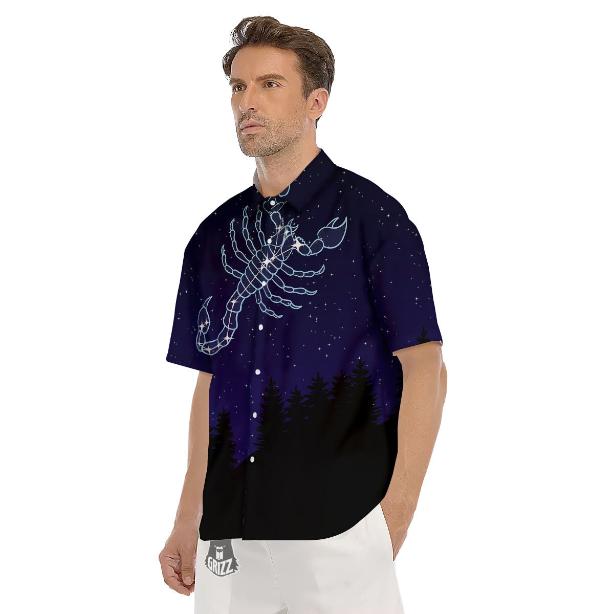 Constellation Scorpio Print Men's Short Sleeve Shirts-grizzshop