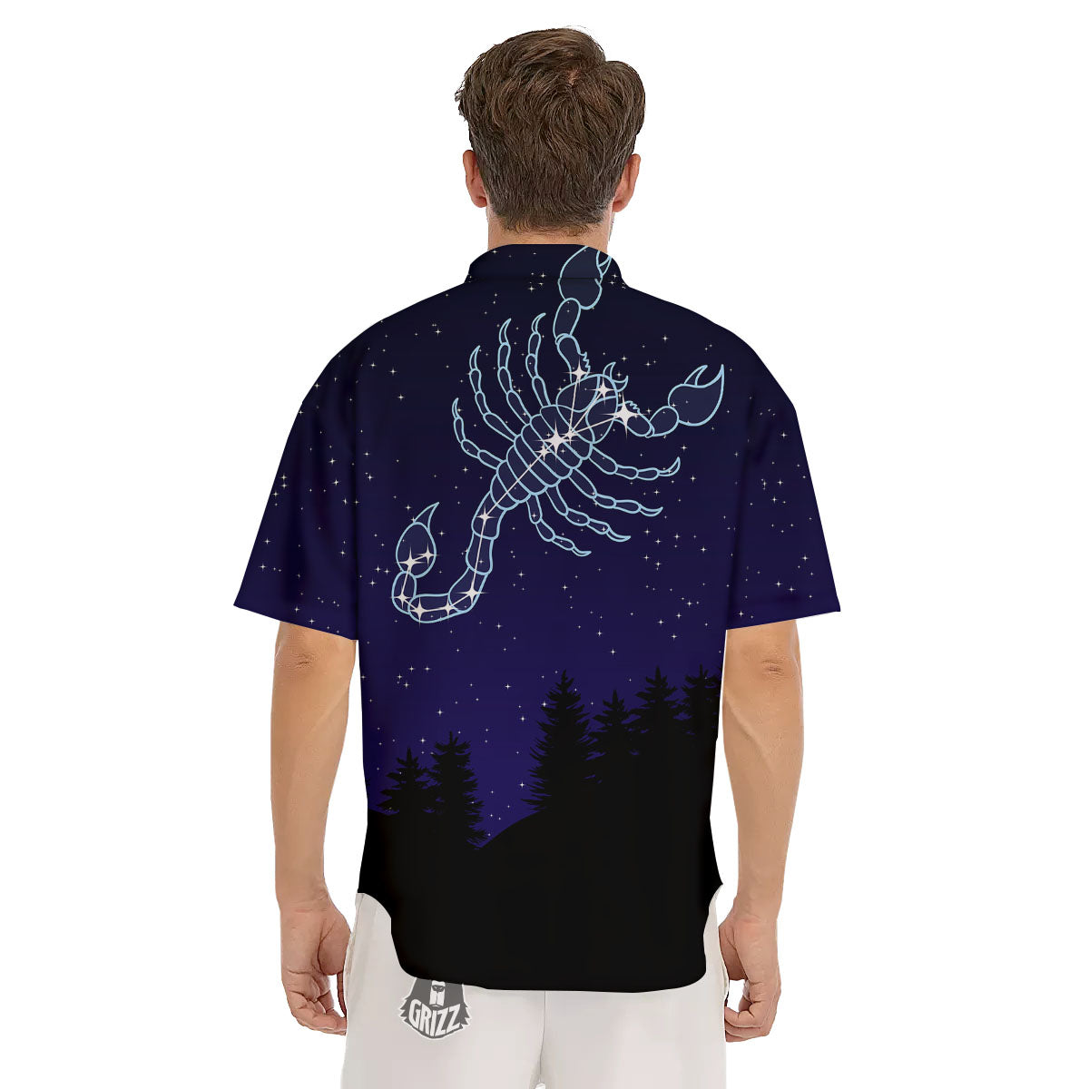 Constellation Scorpio Print Men's Short Sleeve Shirts-grizzshop