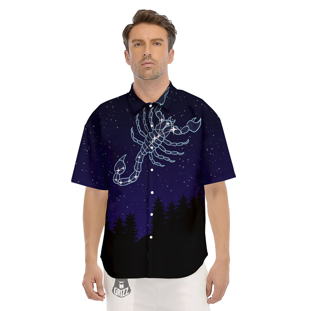 Constellation Scorpio Print Men's Short Sleeve Shirts-grizzshop