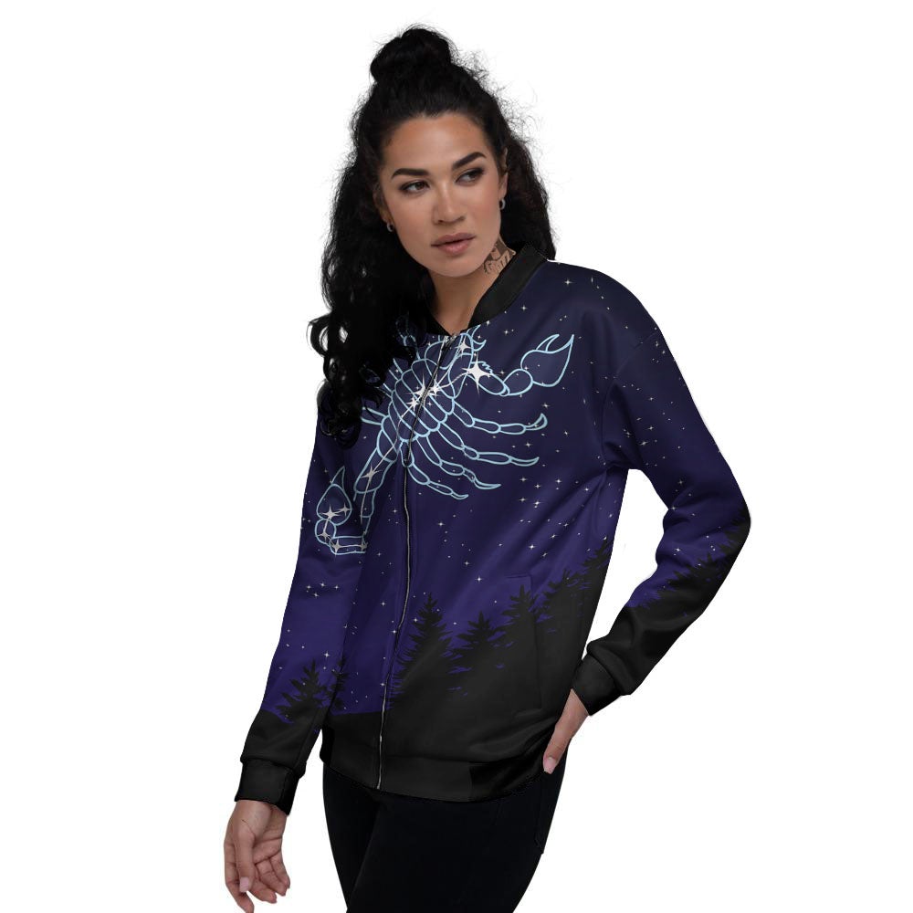 Constellation Scorpio Print Women's Bomber Jacket-grizzshop