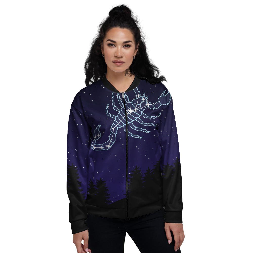 Constellation Scorpio Print Women's Bomber Jacket-grizzshop