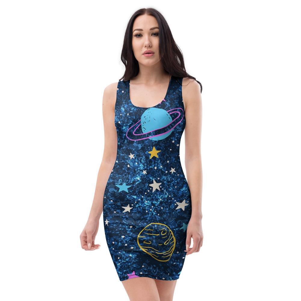 Constellation Star Galaxy Space Bodycon Dress-grizzshop