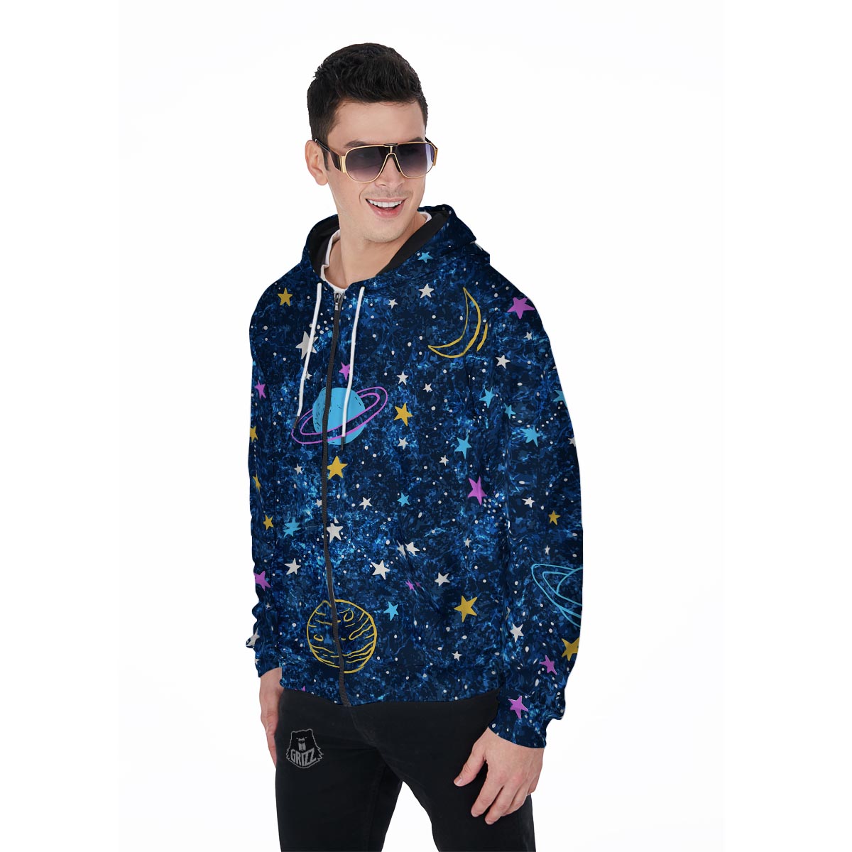 Constellation Star Galaxy Space Men's Zip Up Hoodie-grizzshop