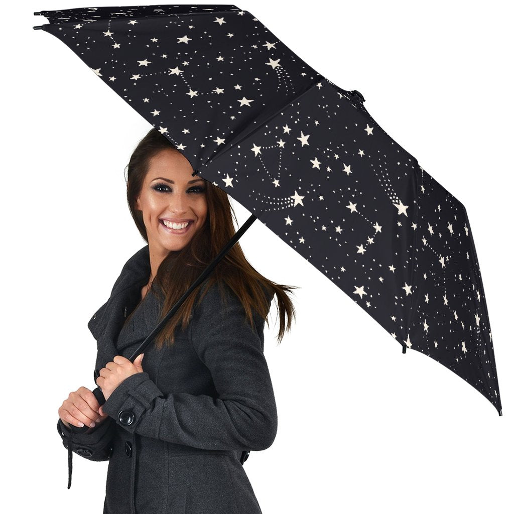 Constellation Star Print Pattern Automatic Foldable Umbrella-grizzshop