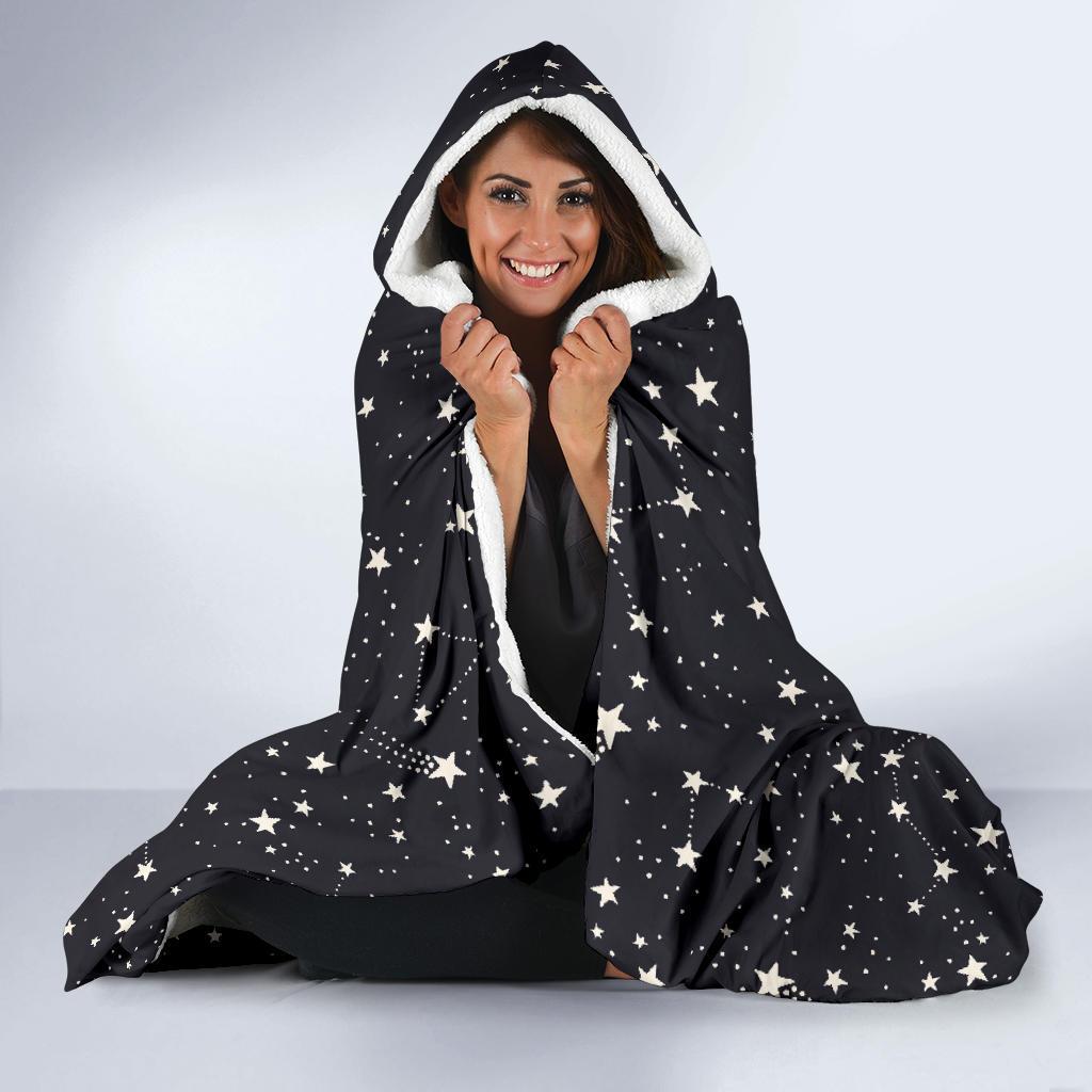 Constellation Star Print Pattern Hooded Blanket-grizzshop