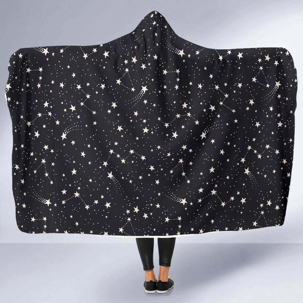Constellation Star Print Pattern Hooded Blanket-grizzshop