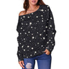 Constellation Star Print Pattern Women Off Shoulder Sweatshirt-grizzshop