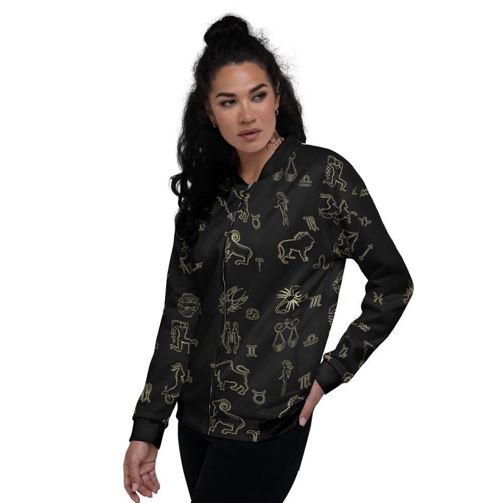 Constellation Zodiac Print Pattern Women's Bomber Jacket-grizzshop