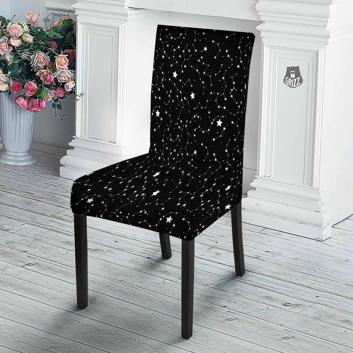 Constellations Star Print Pattern Dining Chair Slipcover-grizzshop