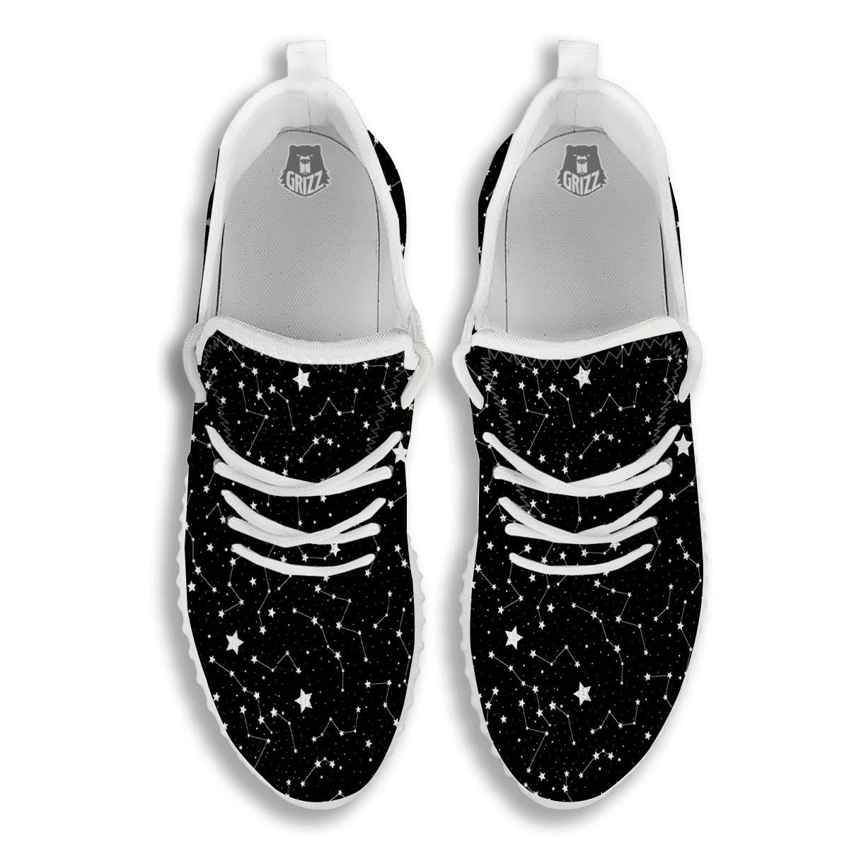 Constellations Star Print Pattern White Walking Shoes-grizzshop