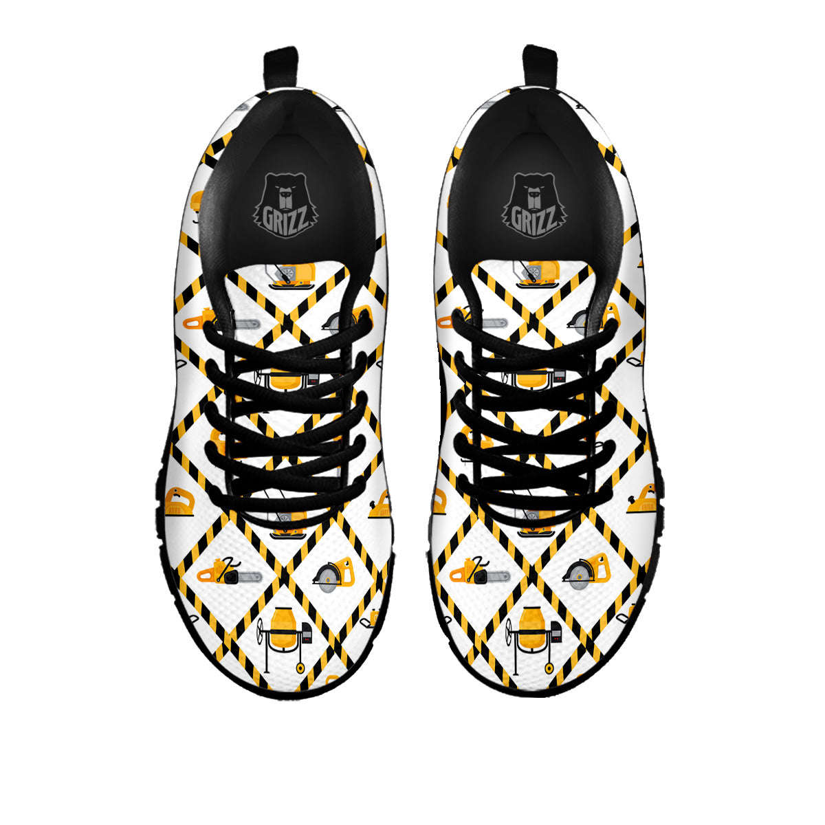 Construction Equipment Yellow Print Pattern Black Sneaker-grizzshop