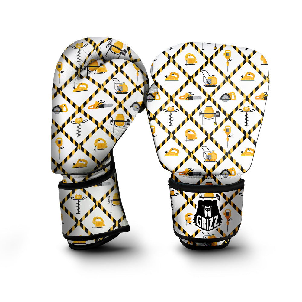 Construction Equipment Yellow Print Pattern Boxing Gloves-grizzshop