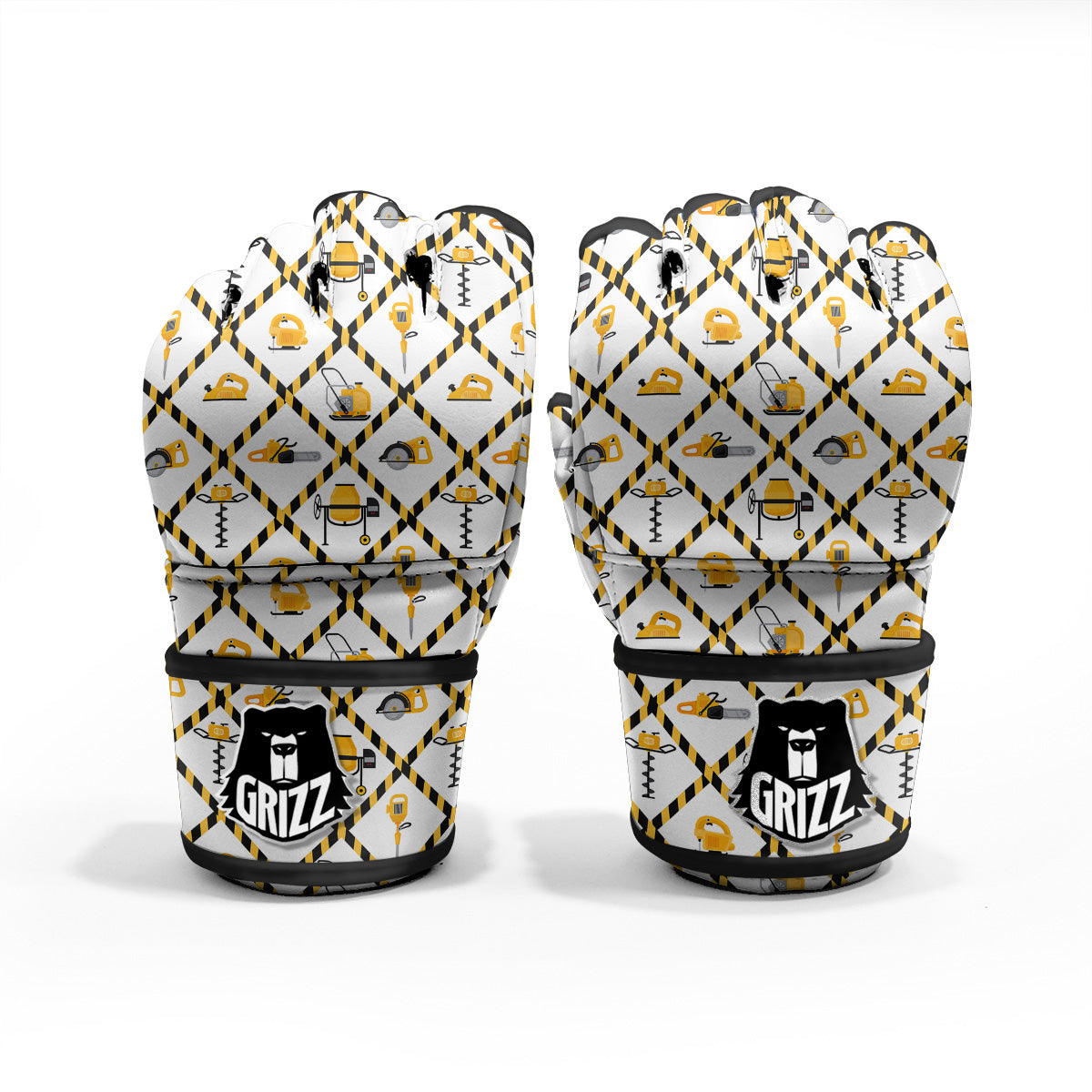 Construction Equipment Yellow Print Pattern MMA Gloves-grizzshop