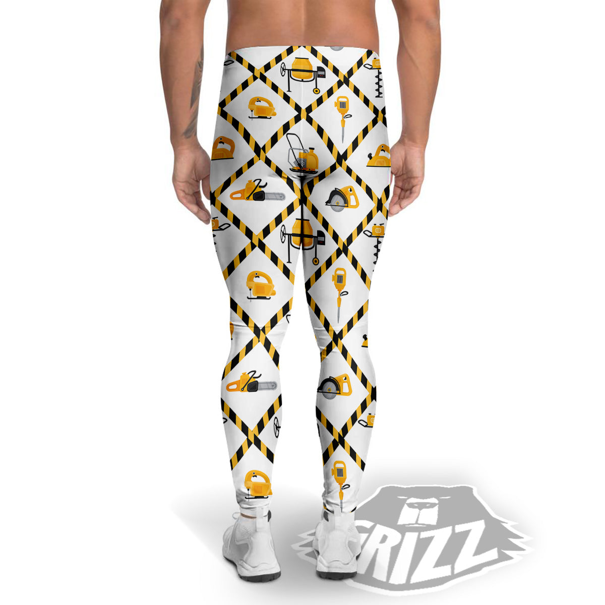 Construction Equipment Yellow Print Pattern Men's Leggings-grizzshop