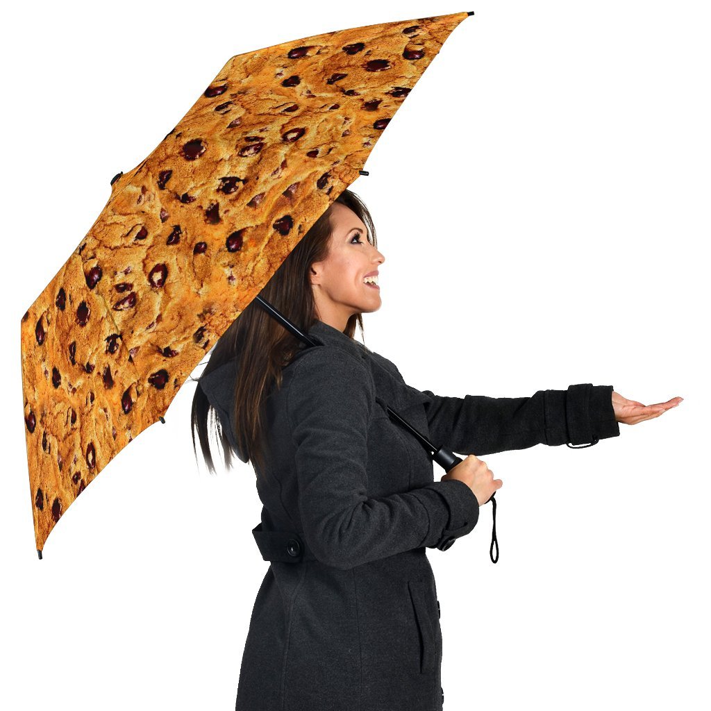 Cookie Biscuit Pattern Print Automatic Foldable Umbrella-grizzshop