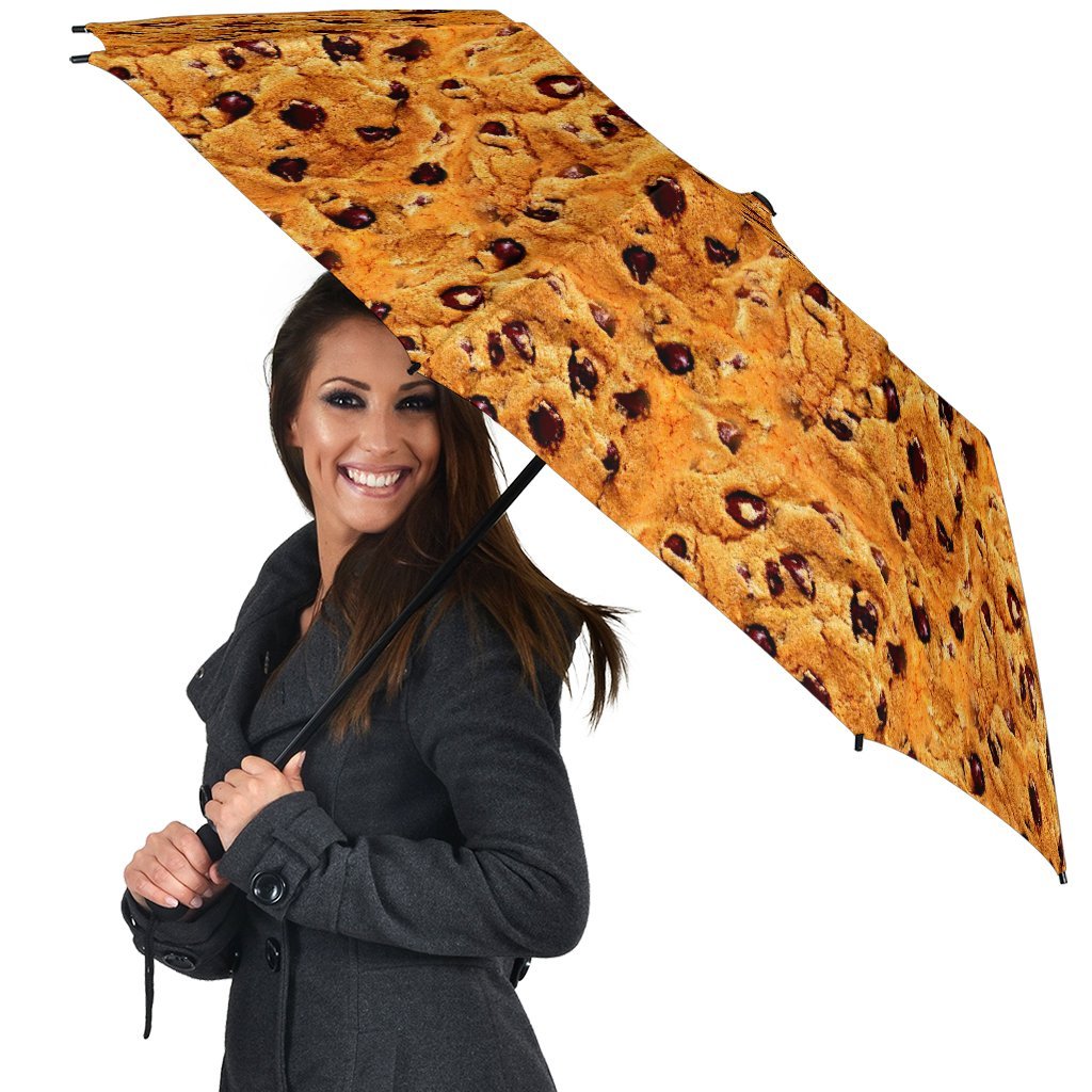 Cookie Biscuit Pattern Print Automatic Foldable Umbrella-grizzshop