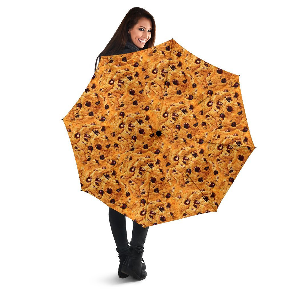 Cookie Biscuit Pattern Print Automatic Foldable Umbrella-grizzshop
