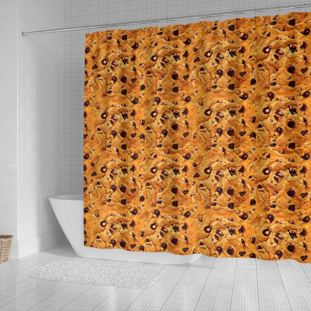 Cookie Biscuit Pattern Print Bathroom Shower Curtain-grizzshop