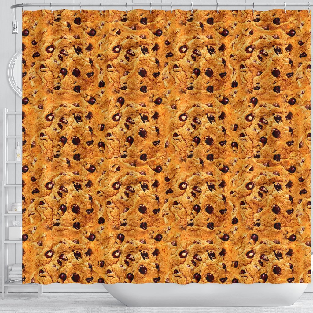 Cookie Biscuit Pattern Print Bathroom Shower Curtain-grizzshop