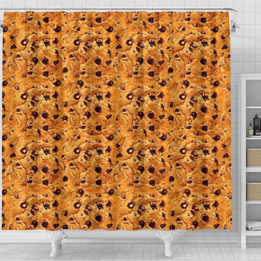 Cookie Biscuit Pattern Print Bathroom Shower Curtain-grizzshop