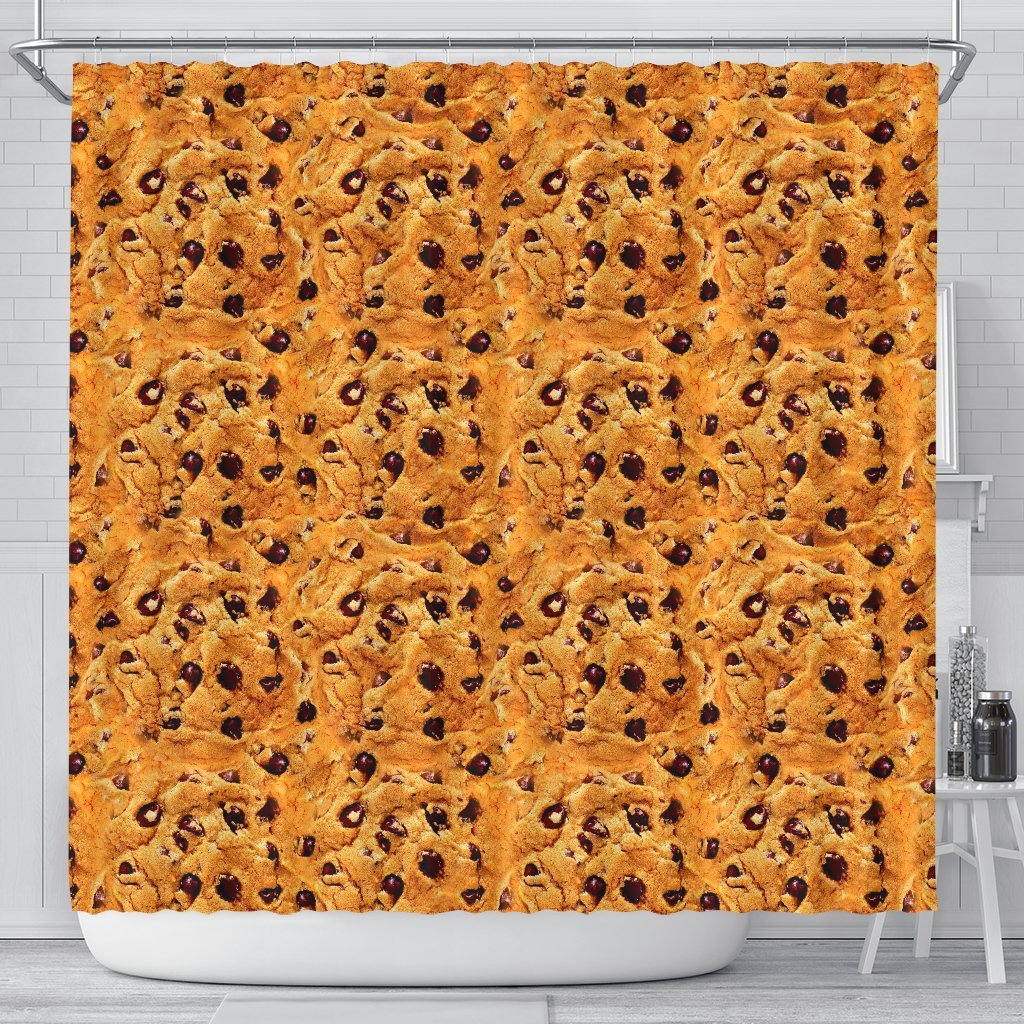 Cookie Biscuit Pattern Print Bathroom Shower Curtain-grizzshop