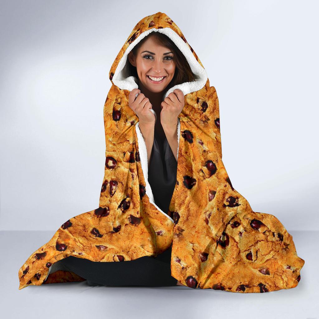 Cookie Biscuit Pattern Print Hooded Blanket-grizzshop