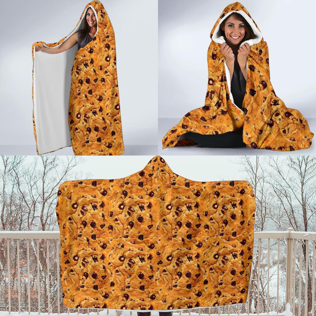 Cookie Biscuit Pattern Print Hooded Blanket-grizzshop