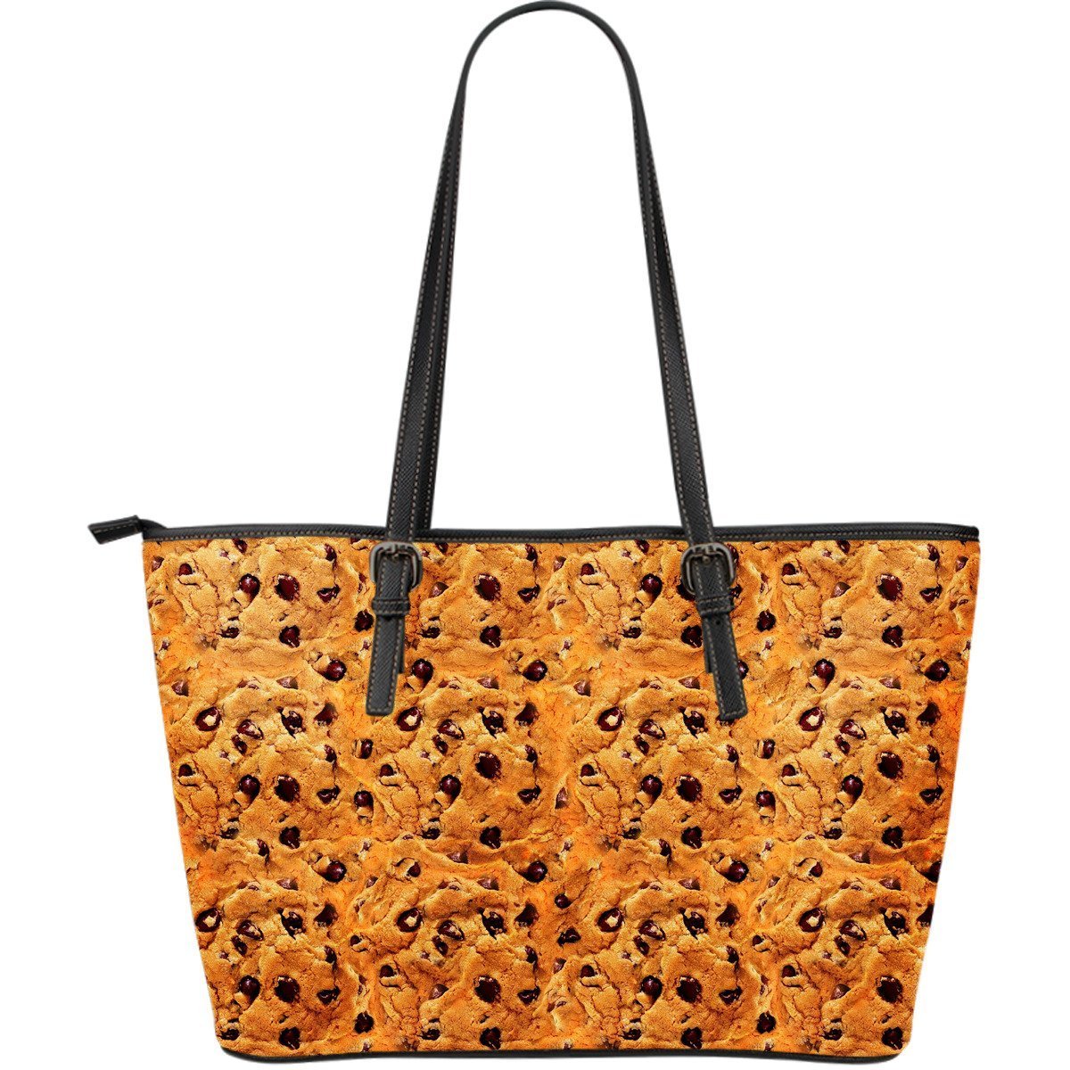 Cookie Biscuit Pattern Print Leather Tote Bag-grizzshop
