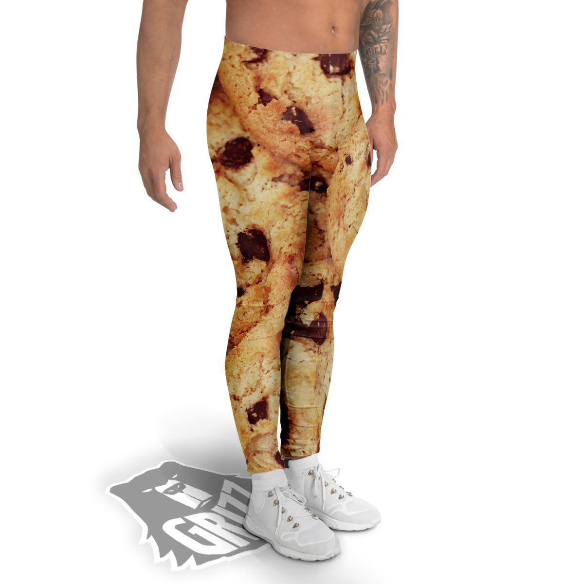 Cookie Chocolate Chip Print Men's Leggings-grizzshop