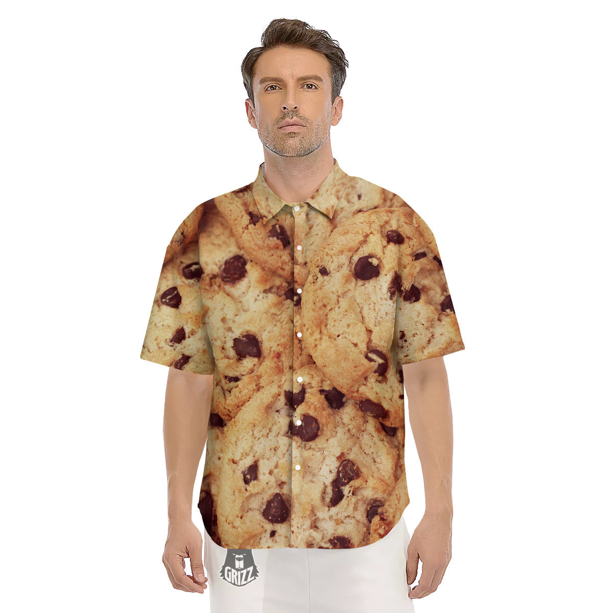 Cookie Chocolate Chip Print Men's Short Sleeve Shirts-grizzshop