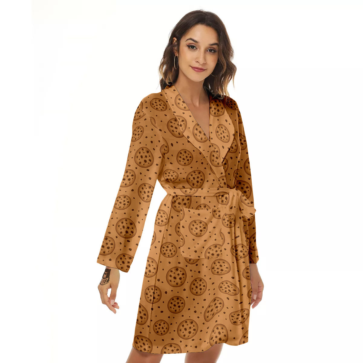 Cookie Chocolate Chip Print Pattern Women's Robe-grizzshop