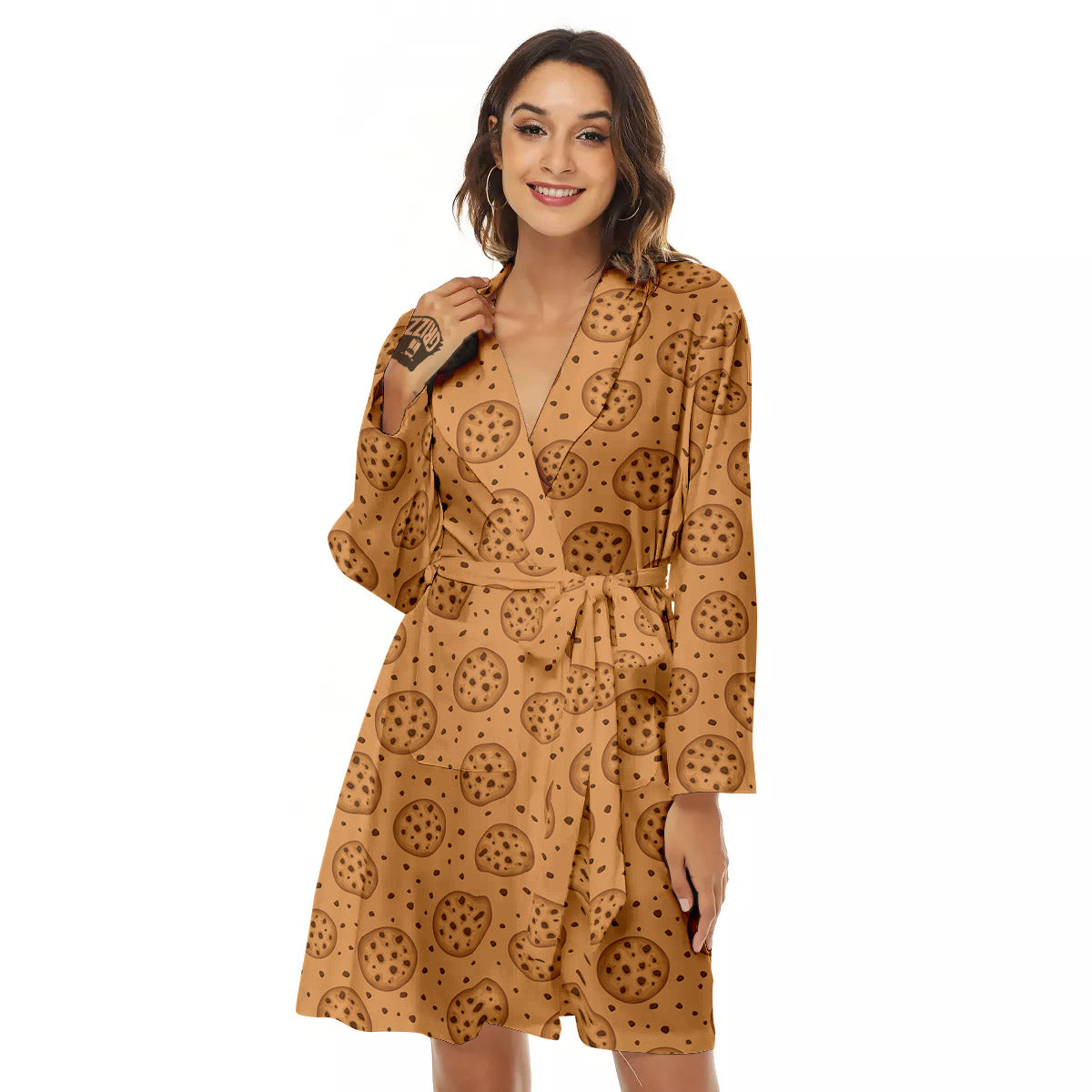 Cookie Chocolate Chip Print Pattern Women's Robe-grizzshop