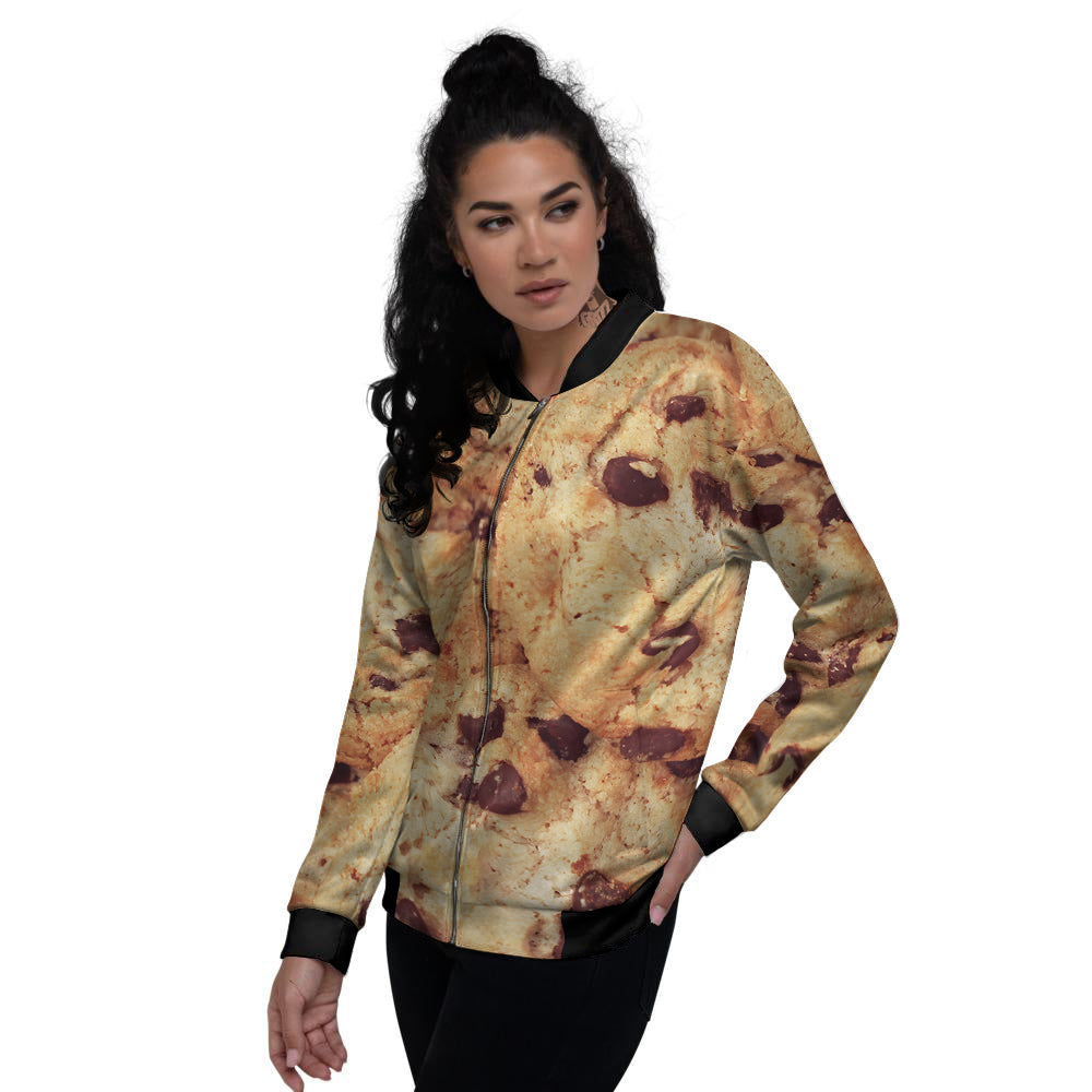 Cookie Chocolate Chip Print Women's Bomber Jacket-grizzshop