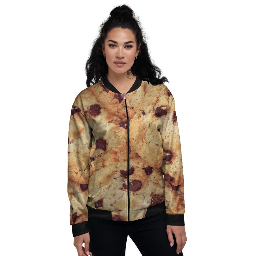 Cookie Chocolate Chip Print Women's Bomber Jacket-grizzshop