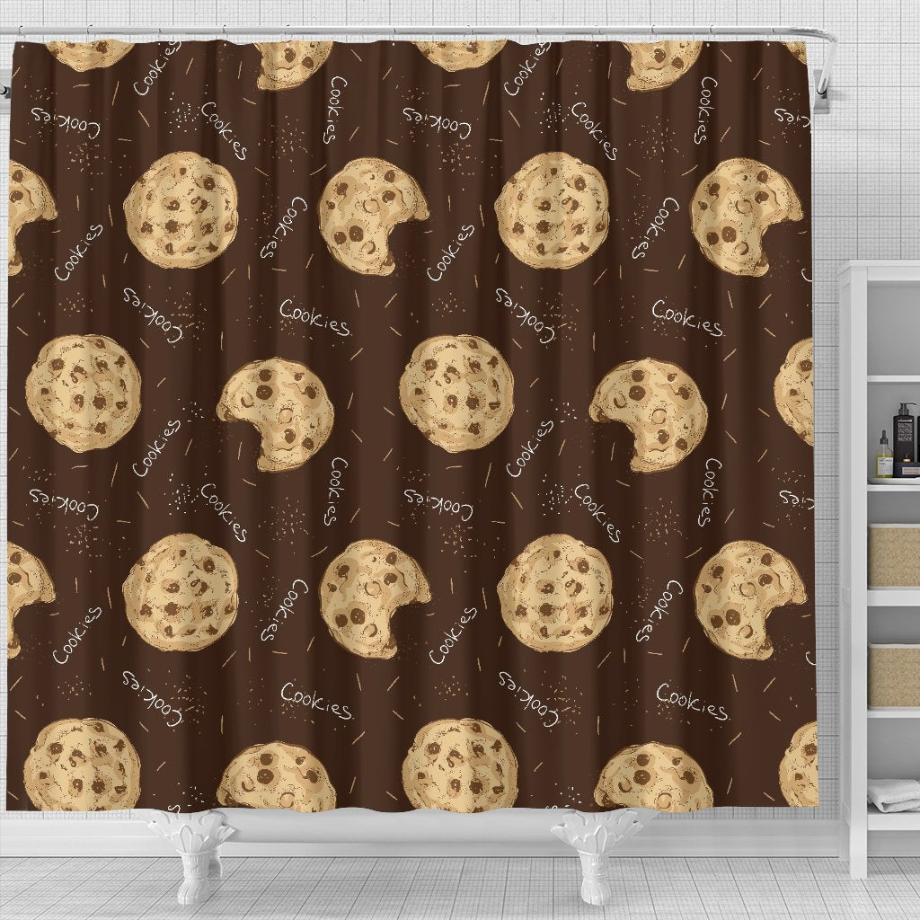 Cookie Pattern Print Bathroom Shower Curtain-grizzshop