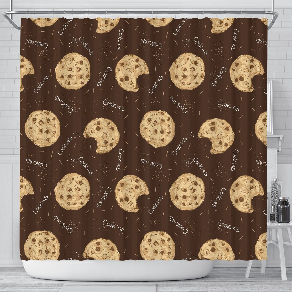 Cookie Pattern Print Bathroom Shower Curtain-grizzshop