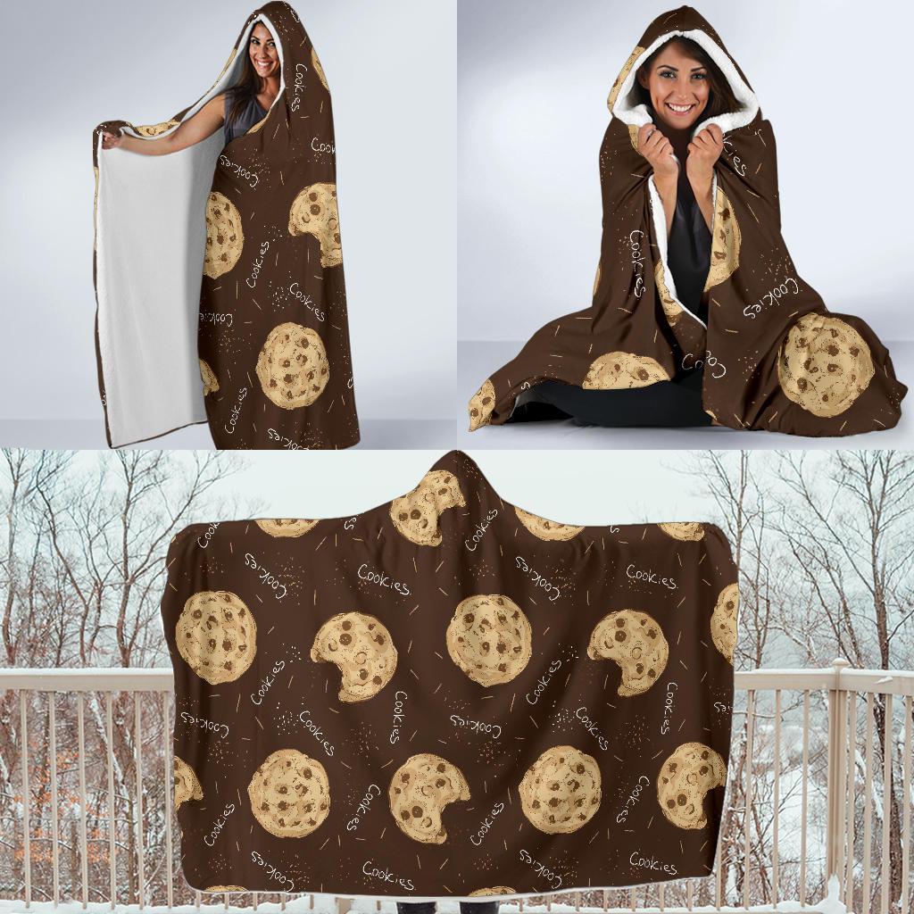 Cookie Pattern Print Hooded Blanket-grizzshop