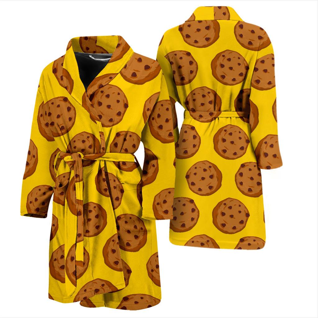 Cookie Print Pattern Men Long Robe-grizzshop