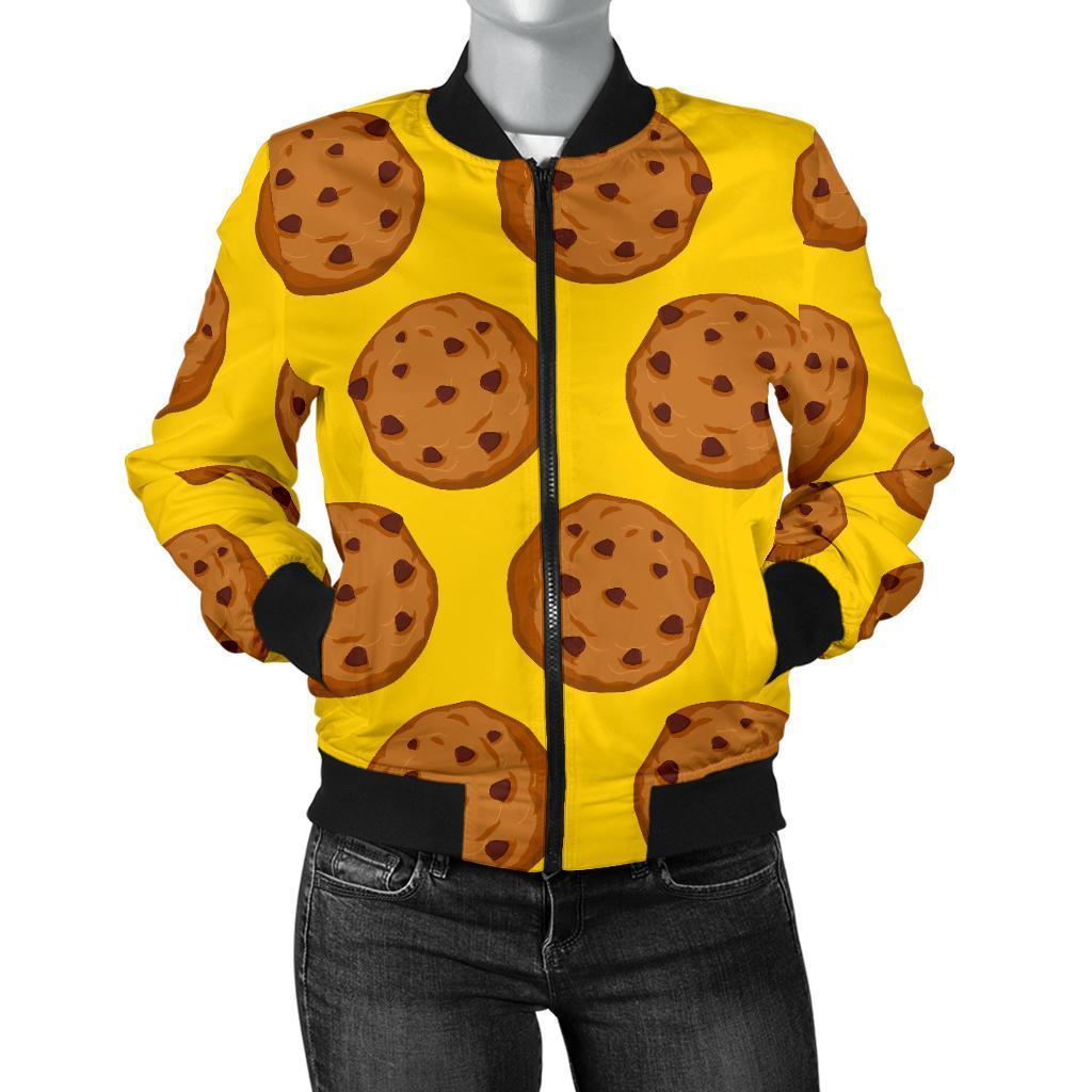 Cookie Print Pattern Women Casual Bomber Jacket-grizzshop