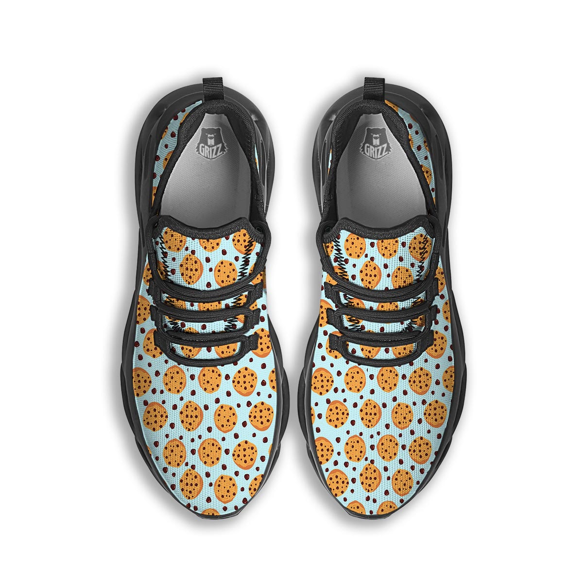 Cookie Sweet Print Pattern Black Running Shoes-grizzshop