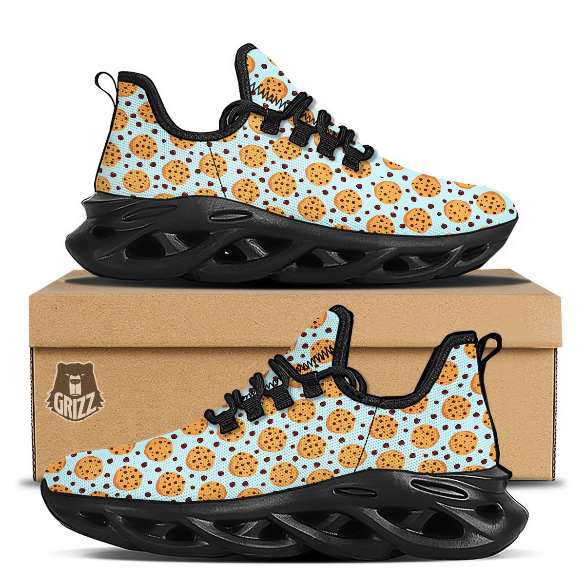 Cookie Sweet Print Pattern Black Running Shoes-grizzshop