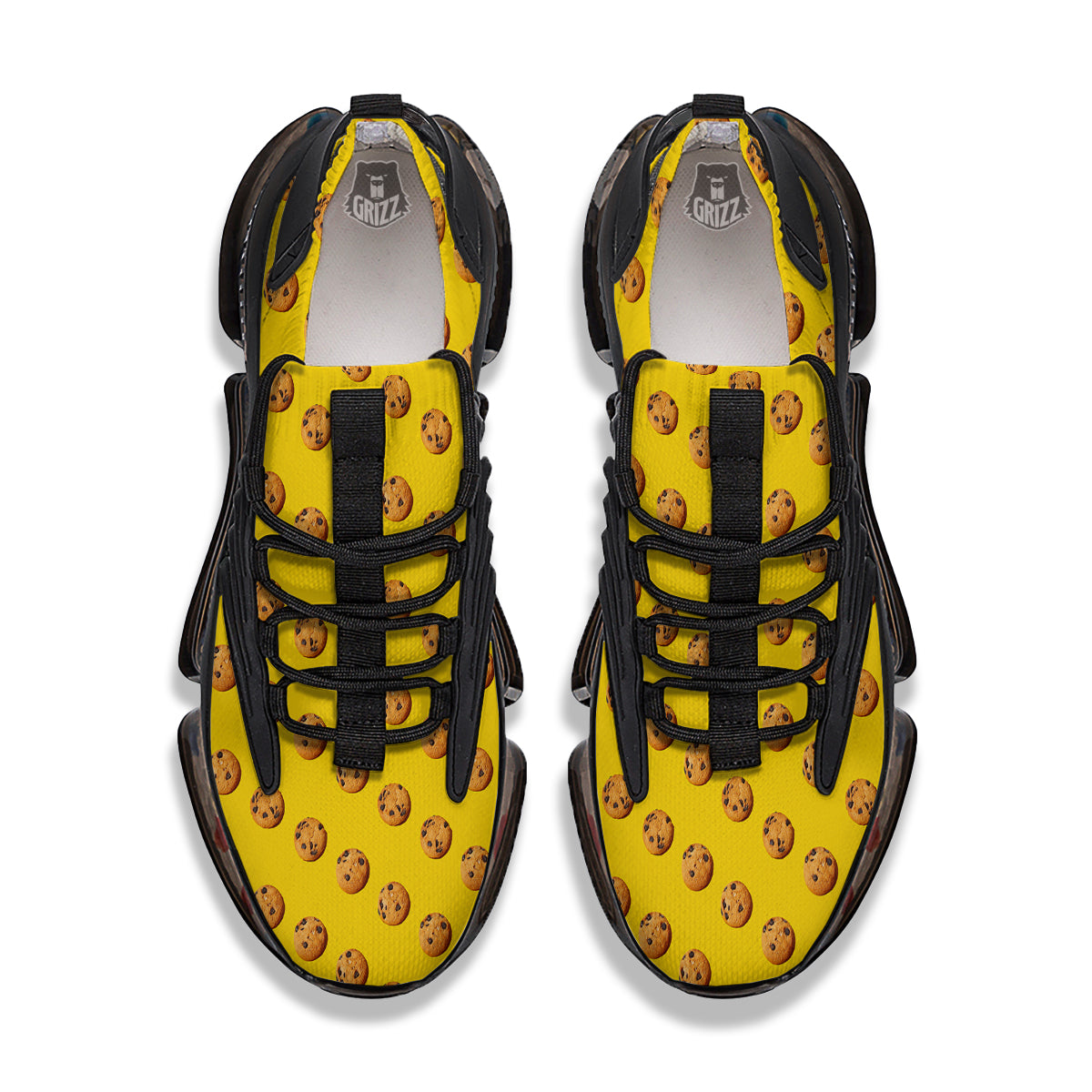 Cookie Yellow Print Pattern Black Gym Shoes-grizzshop