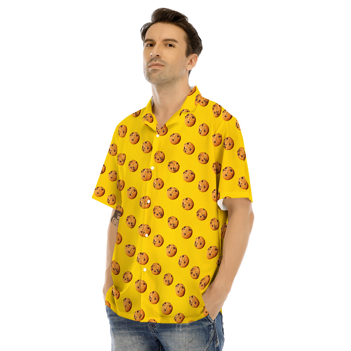 Cookie Yellow Print Pattern Men's Hawaiian Shirt-grizzshop