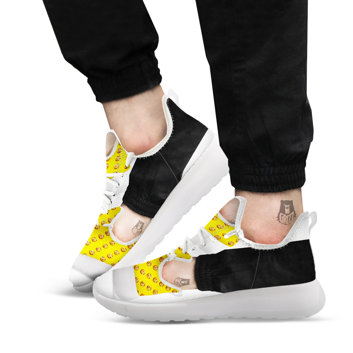 Cookie Yellow Print Pattern White Athletic Shoes-grizzshop