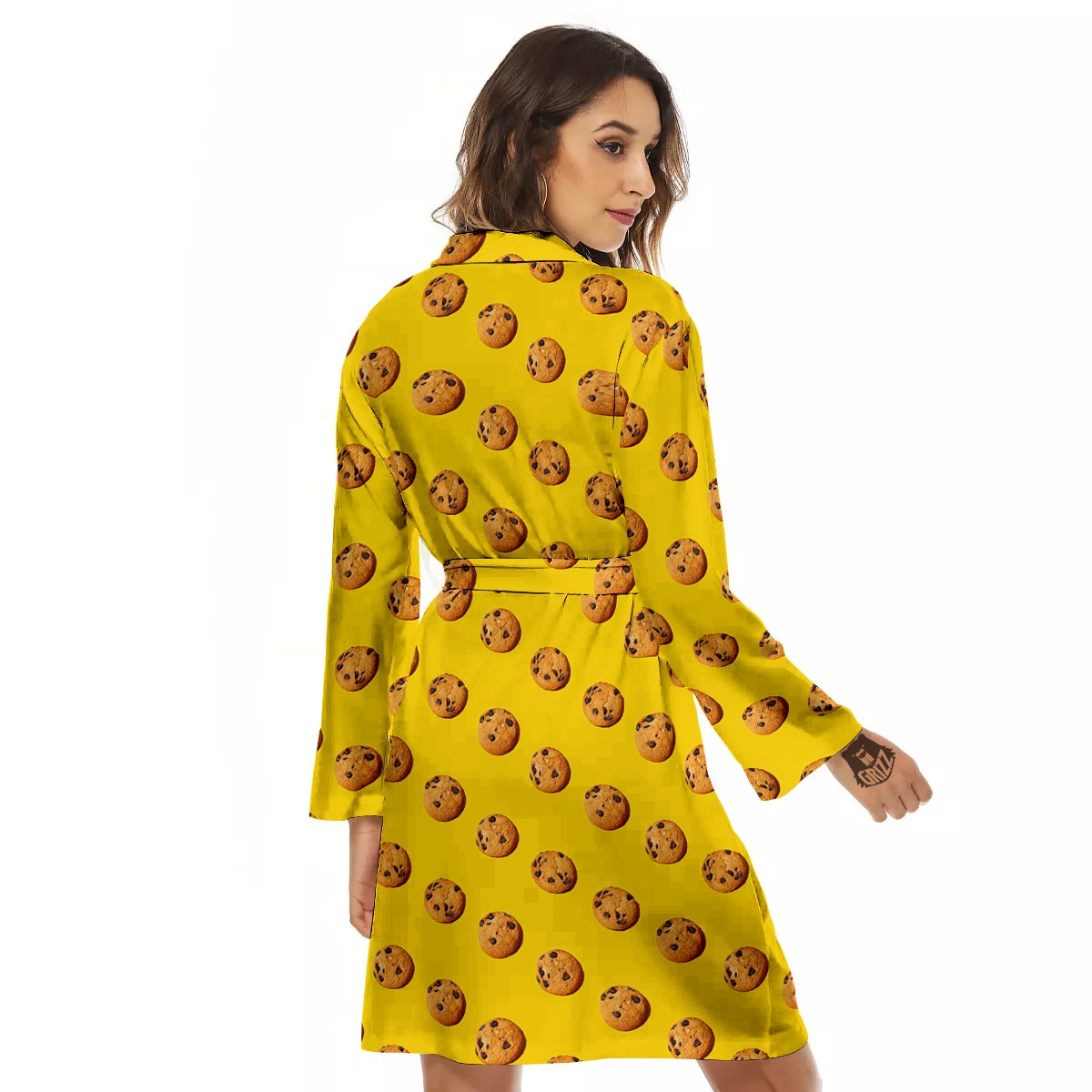 Cookie Yellow Print Pattern Women's Robe-grizzshop